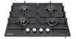 Bolesi H59-4006B Built-in Gas Hob 4 Burner Tempered Glass 60cm Kenya | Cast Iron Pan Supports, Auto Ignition, Flame Failure Safety, Black Glass