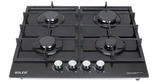 Bolesi H59-4006B Built-in Gas Hob 4 Burner Tempered Glass 60cm Kenya | Cast Iron Pan Supports, Auto Ignition, Flame Failure Safety, Black Glass