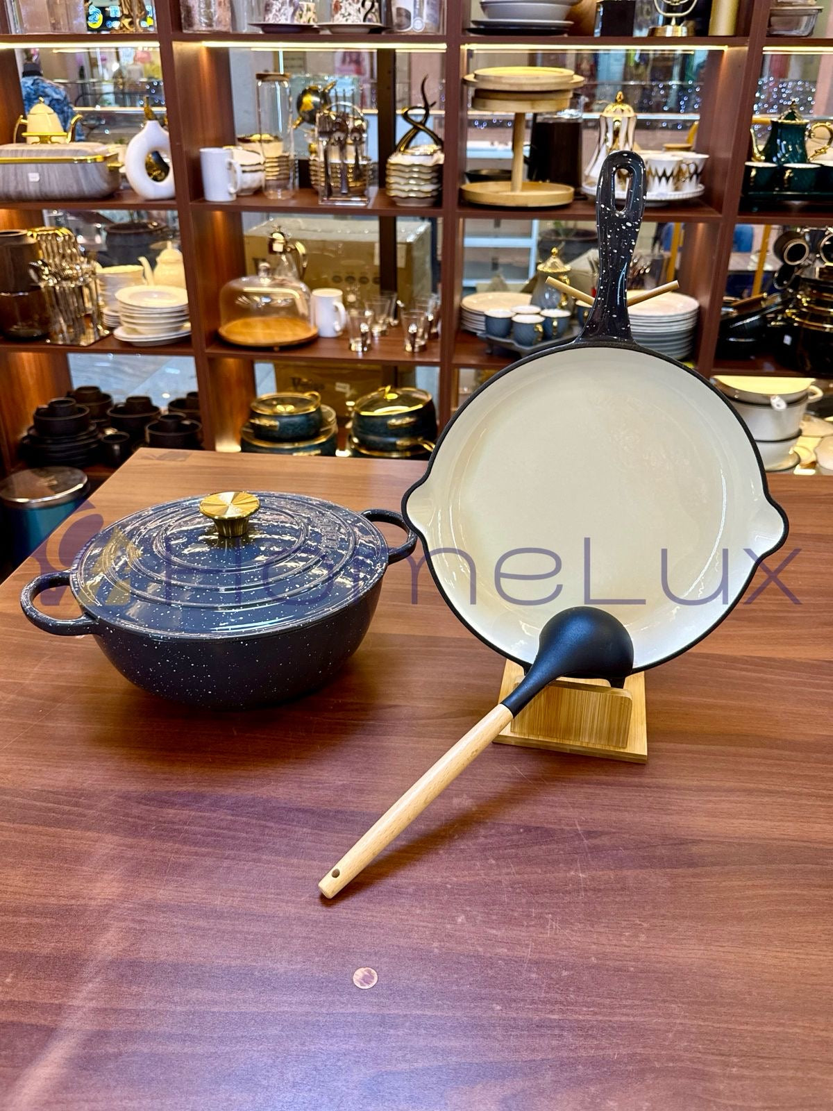 3 Pcs Enamel Cast Iron Cookware Set Heavy-Duty Dutch Oven with Lid | Non-Reactive, Even Heat Distribution Pot for Stewing, Frying & Baking