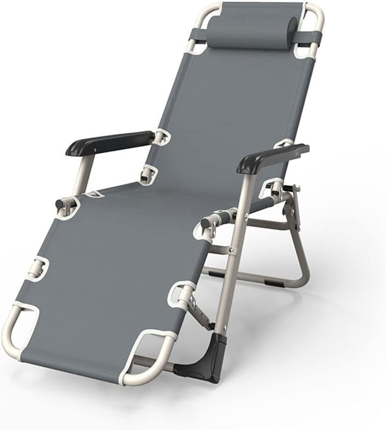 Portable Folding Recliner,Lounge Chair,Outdoor Camping Folding Deck Chair,Household Leisure Noon Break Chair,180 ° Adjustment