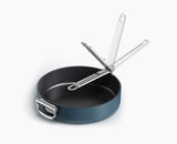 Joseph Joseph Space 28cm frying pan in midnight blue with the handle extended