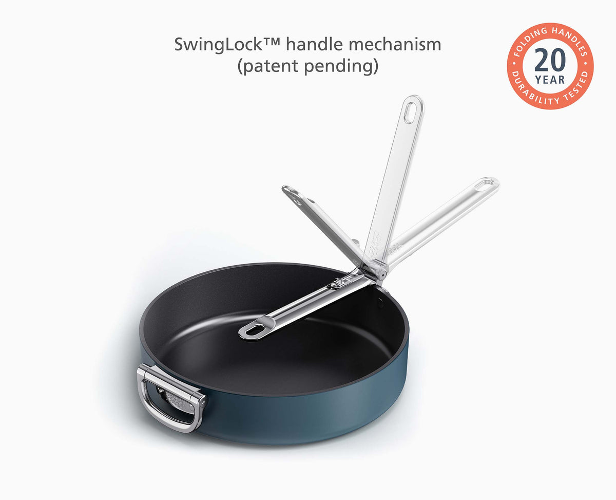 Close-up of the SwingLock folding handle mechanism