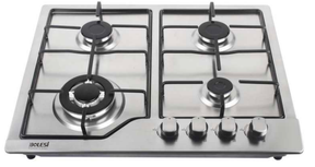 Bolesi H59-46016 Built-in Gas Hob 4 Burner Stainless Steel 60cm Kenya | Battery Pulse Ignition, Enamel Pan Supports, Bakelite Knobs, LPG