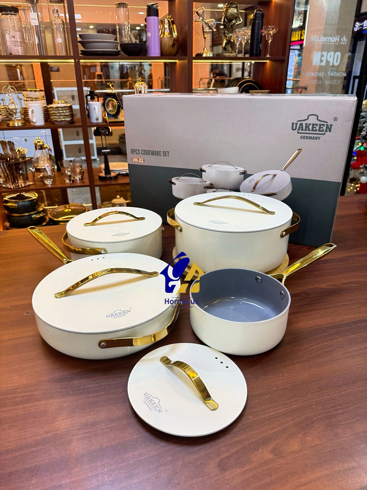 UAKEEN 8-Piece Ceramic Cookware Set  PFOA Free, Induction Compatible