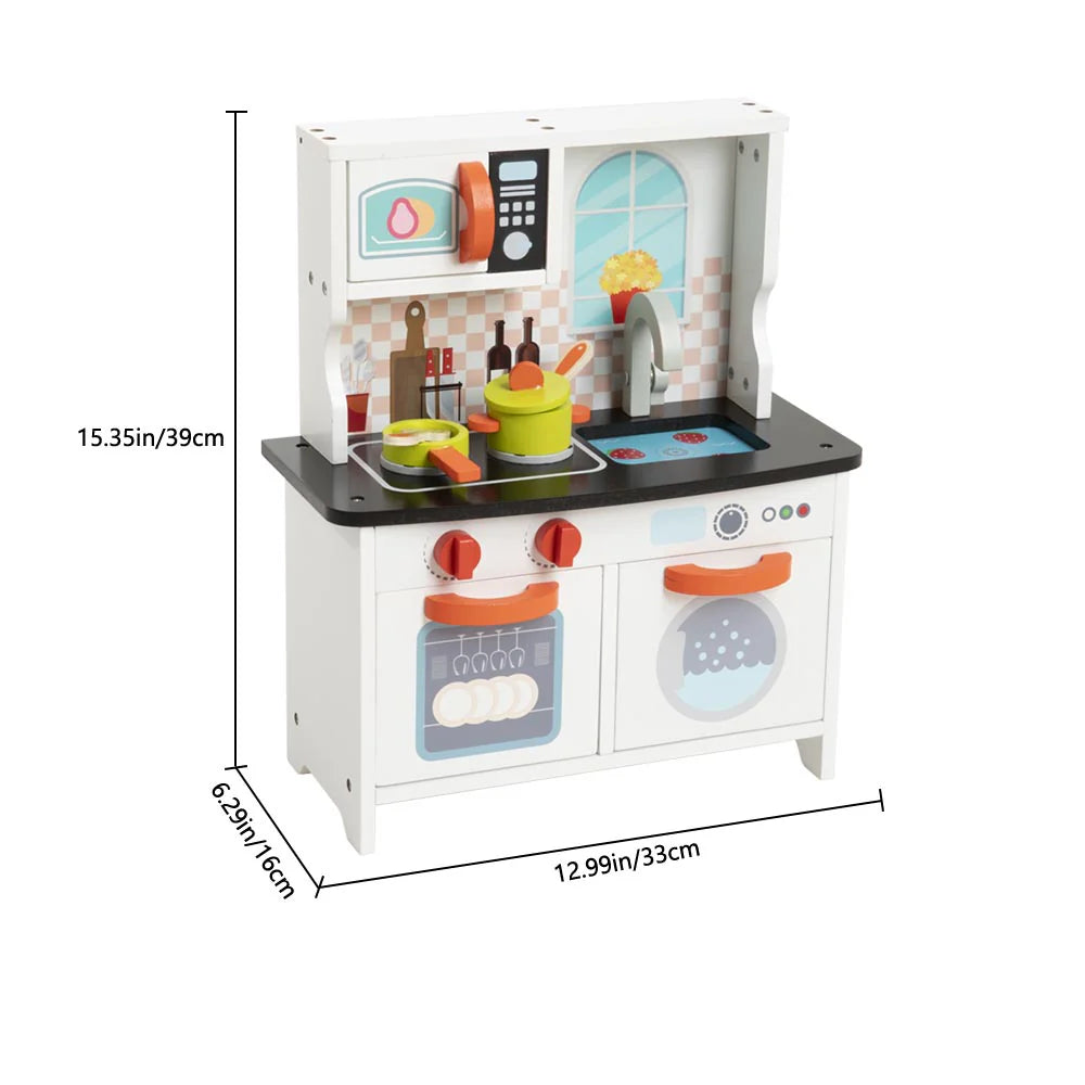 Wooden Mini Kitchen Playset for Kids Montessori Pretend Play