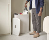 Lid removed to show three 30-litre tote bags sitting side by side in the frame.