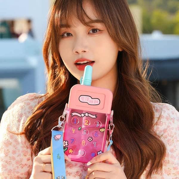 500ml Mobile Phone Shaped Water Bottle Adjustable Shoulder Straps for Kids and teenagers
