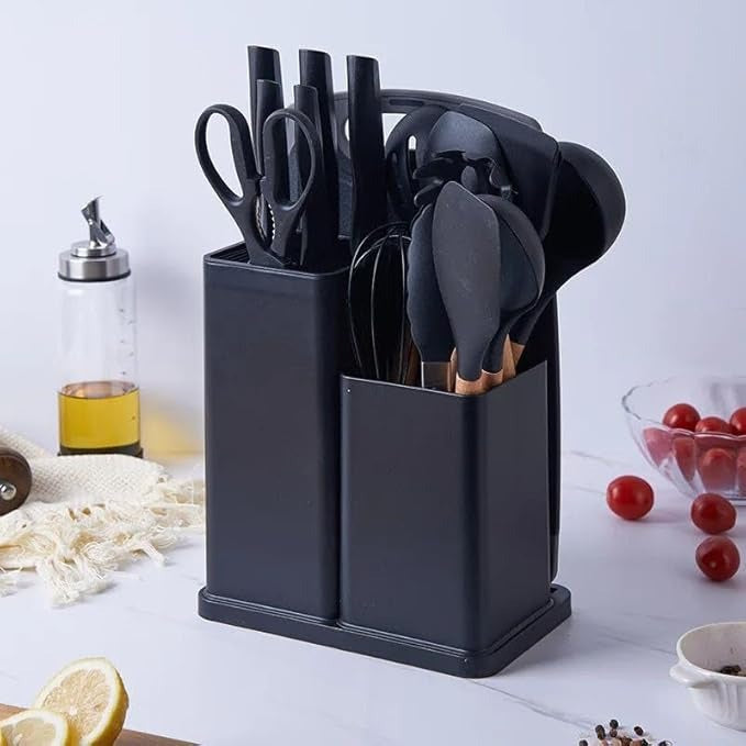 19-Piece Cooking Utensil & Silicone Knife Spoon Set All in One Kitchen Starter Kit