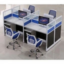 4 Way Office Workstation Desk Table Modular Computer Cubicle Team Workspace Furniture for Corporate Office