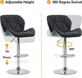 Bar Stool Swivel Bar Chair with Back,PU Leather Adjustable Counter Height Bar Stools，Breakfast Barstools with Footrest for Home Kitchen Island (Black)