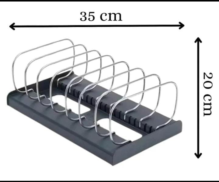 Plate, Lid & Utensil Rack Organiser, Cookware Organiser & Dish Rack with Stainless Steel Dividers