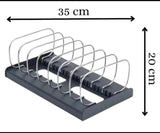 Plate, Lid & Utensil Rack Organiser, Cookware Organiser & Dish Rack with Stainless Steel Dividers