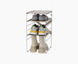 Joseph Joseph Level adjustable shoe rack in ecru on its steel frame.