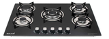 Bolesi HB-57005 Built-in Gas Hob 5 Burner Tempered Glass Kenya | Wok Burner, Cast Iron Pan Supports, Auto Ignition, Flame Failure Device, 76cm