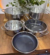 9PCS Tripply Stainless Steel Cookware Set | Hammered Design with Frying Pans | Premium Cookware Kenya