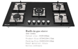 Bolesi HB-59002 Built-in Gas Hob 5 Burner Tempered Glass 90cm Kenya | Central Wok Burner, Flame Failure Safety, Pulse Ignition, Black Glass