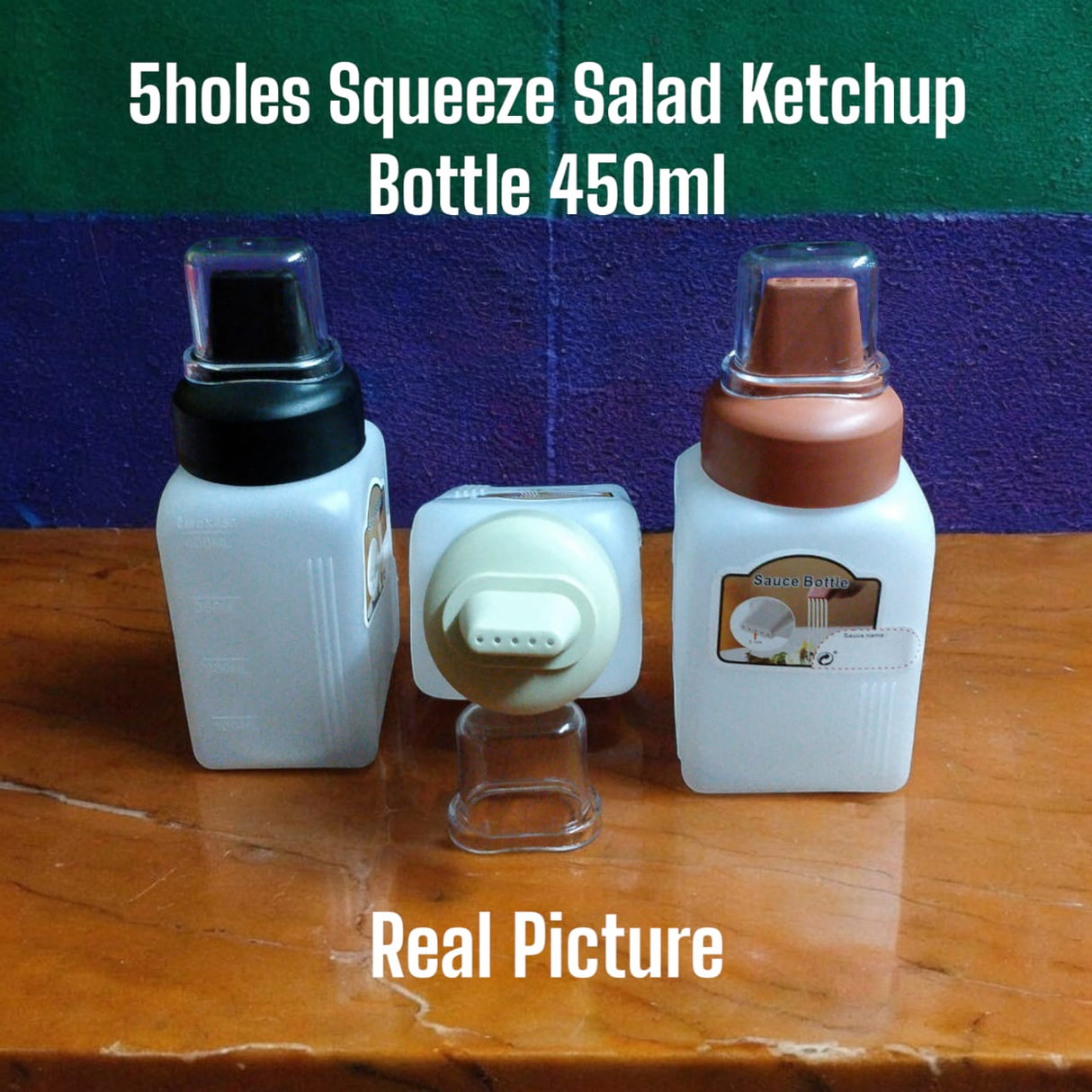 5Holes Squeeze Salad Ketchup Sauce Bottle  450ml