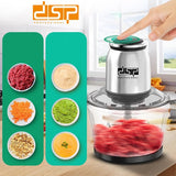 DSP Food Chopper with Meat Mincer 3L Glass Bowl 2 Speeds 6 Blade Set