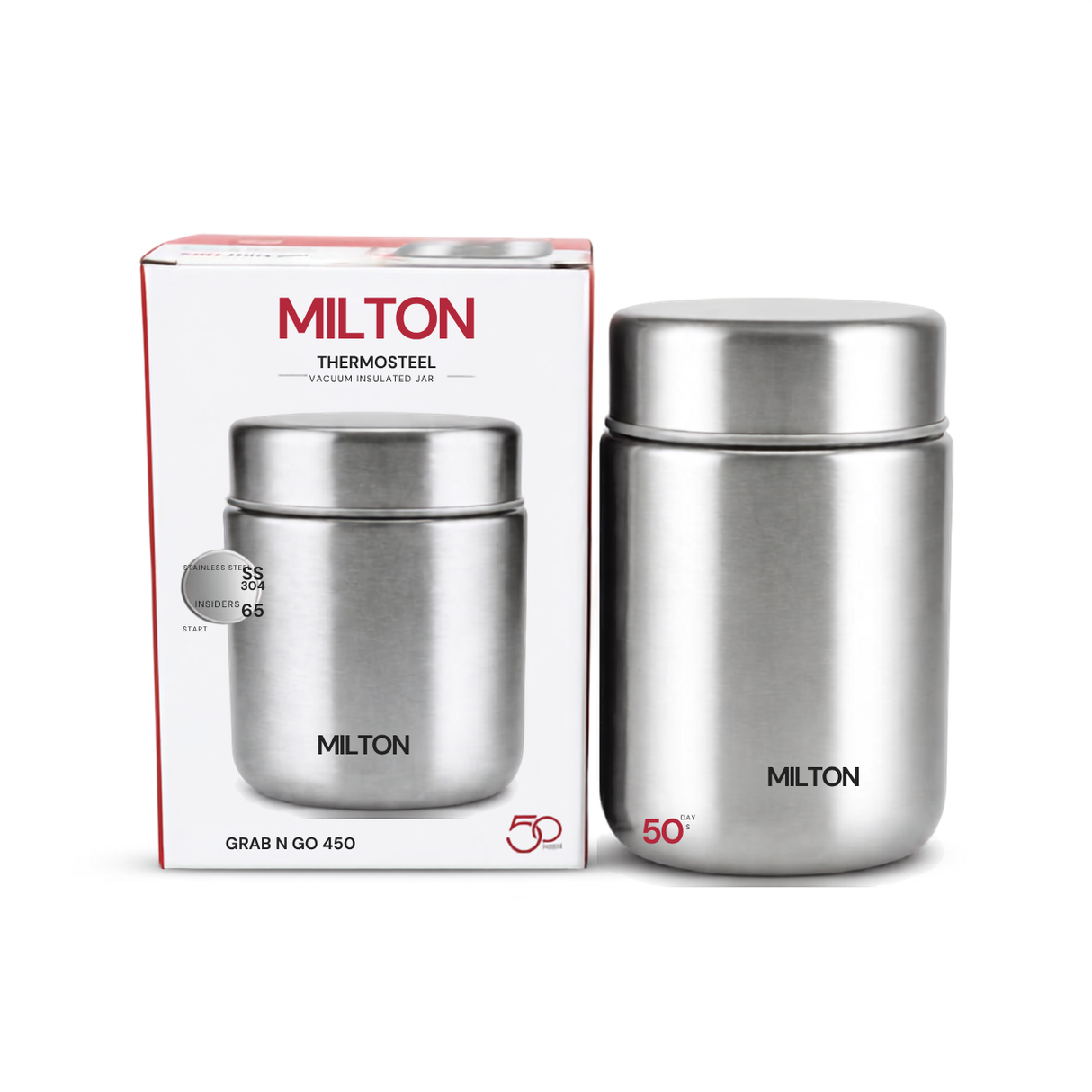 Milton Grab N Go 450ml stainless steel food flask with box