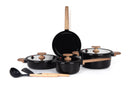 MGC Crocodile Series 9 piece ceramic cookware set in black