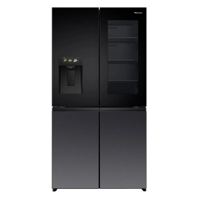 Hisense REF600DR 615L 4-door fridge with PureView door and water dispenser, front view