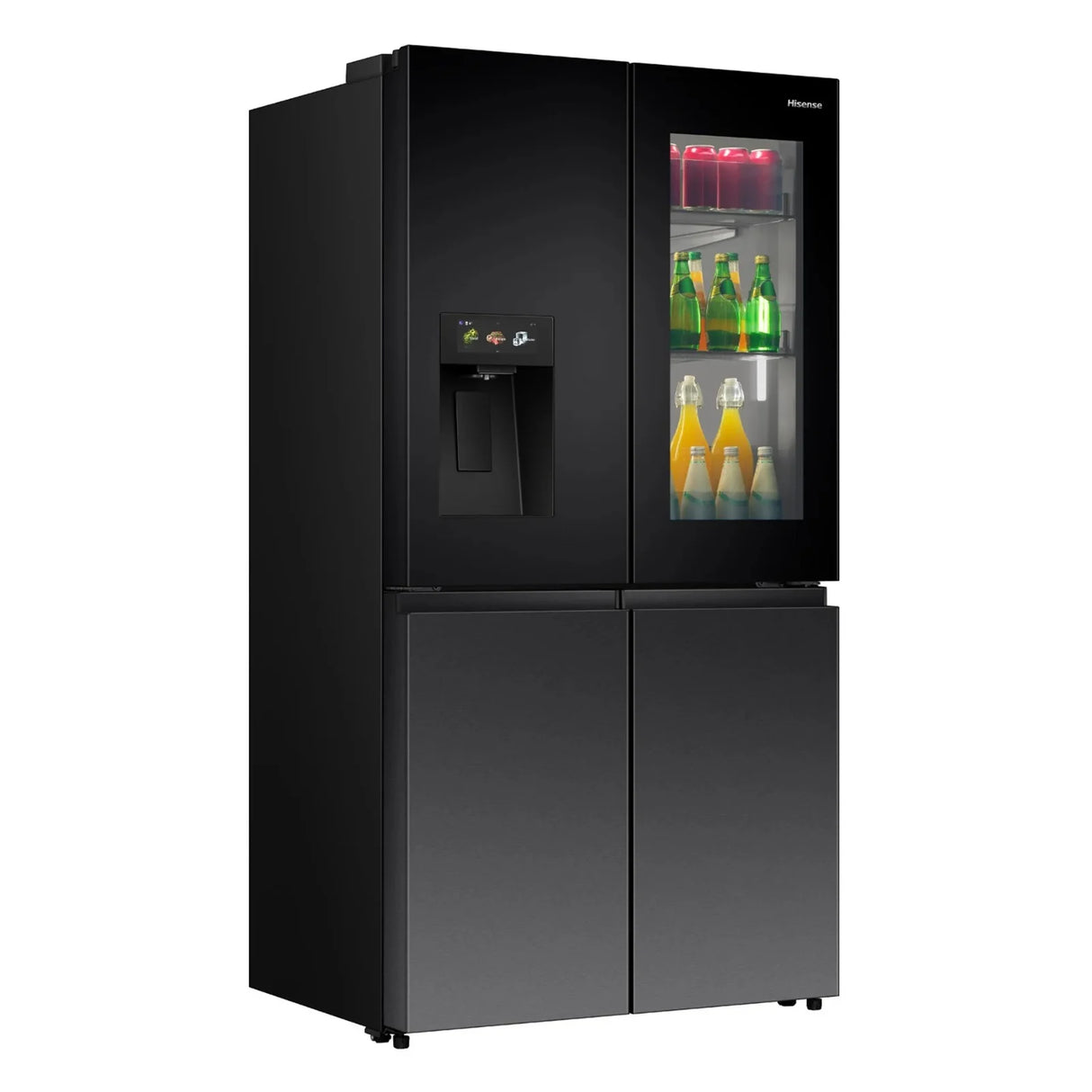 Hisense REF600DR 615L 4-door fridge, angled view
