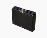 Joseph Joseph Folio Steel 4-piece chopping board set in its black stainless-steel case.