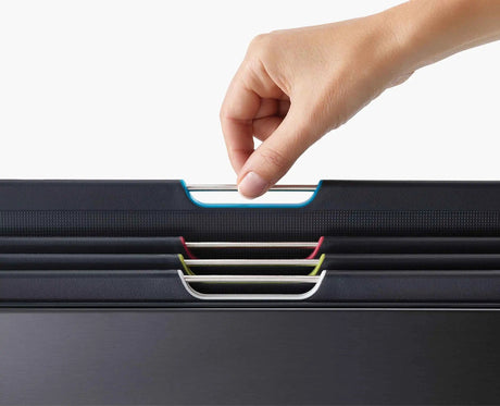 Close-up of the fingerprint-proof black steel case finish.