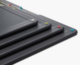 Detail of the textured cutting surface and non-slip feet on one board.