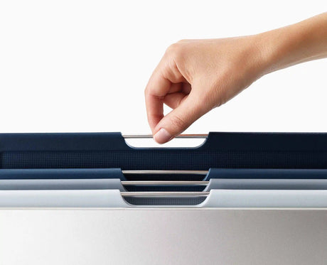 Close-up of the non-slip feet on the underside of a Folio chopping board.