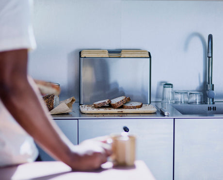 The Folio Steel set standing on a kitchen worktop.