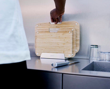 Joseph Joseph Nest Boards Bamboo 3 piece chopping board set with stand boards in the storage stand, Homelux Kenya