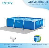 Rectangular Frame Above Ground Quick Easy Set Up Backyard Outdoor Swimming Pool with Drain Plug for Ages 6 and Up 300 x 200 x 75 cm