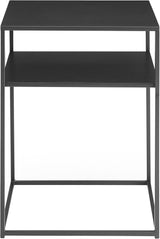 Storage table, black, white, modern saving furniture, phone desk, accent, bedside table for bedroom, 2-tier metal there-tables for lounge corner