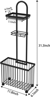 Freestanding Toilet Paper Holder Toilet Tissue Rack Scroll Stand Roll Dispenser with Storage Shelf Reserve for Phone Tablet Magazine Bathroom Organizer Bath Tissue Organizer