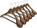 Wooden Suit Clothes Hangers with Non Slip Pants Bar (10 Pack)