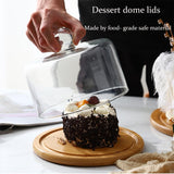 Wooden Cake Stand with Dome Lid Glass Dome with Wooden Base Wooden Dessert Tray Cake Plate Square Round Cupcake Plate with Lid Salad Bowl Snack Tray Serving Plate
