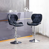 Bar Stool Swivel Bar Chair with Back,PU Leather Adjustable Counter Height Bar Stools，Breakfast Barstools with Footrest for Home Kitchen Island (Black)