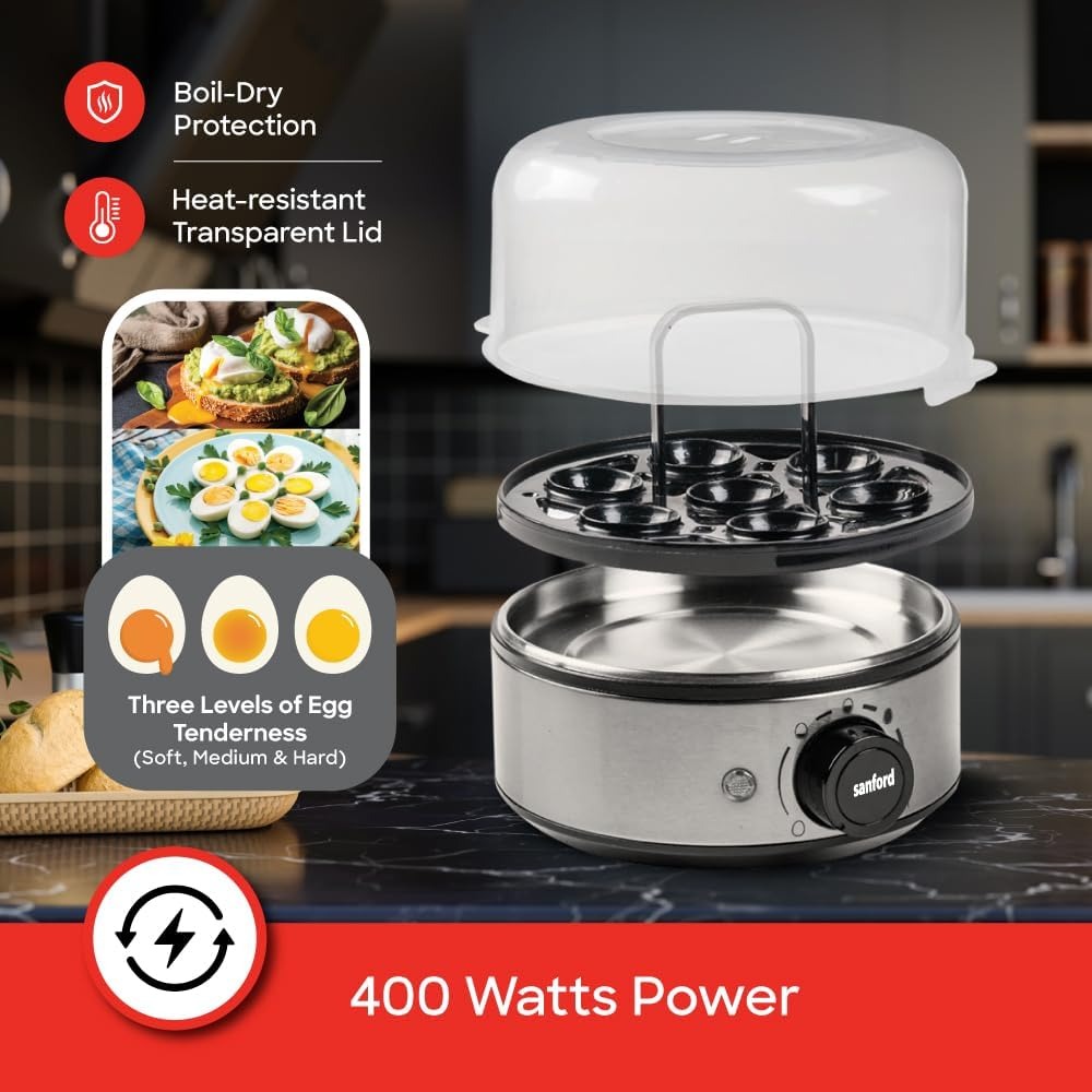 Sanford 400W Electric Egg Boiler (7 Eggs) – Timer & Auto Shut-Off
