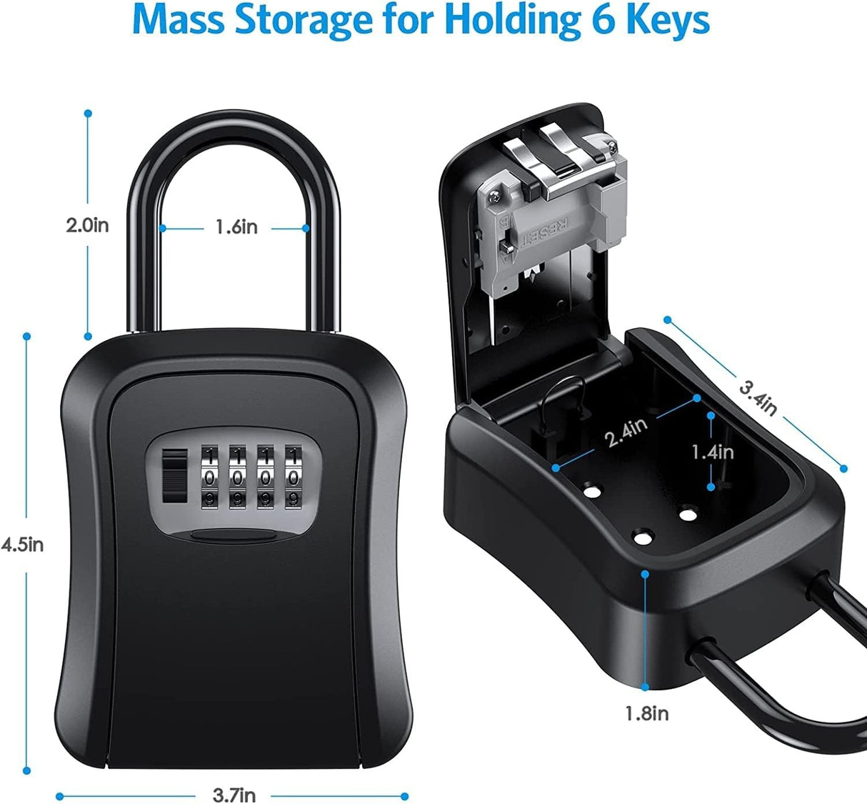 Key Lock Box, Wall Mounted Key Safe Box