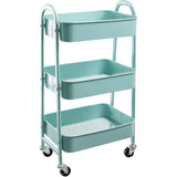 3 Tier Fully Metallic Movable Trolley Storage Rack with Wheels for Kitchen Bathroom Office