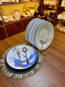 Ceramic Dinner Plates Set (6pcs)  Flower Design Round Plates