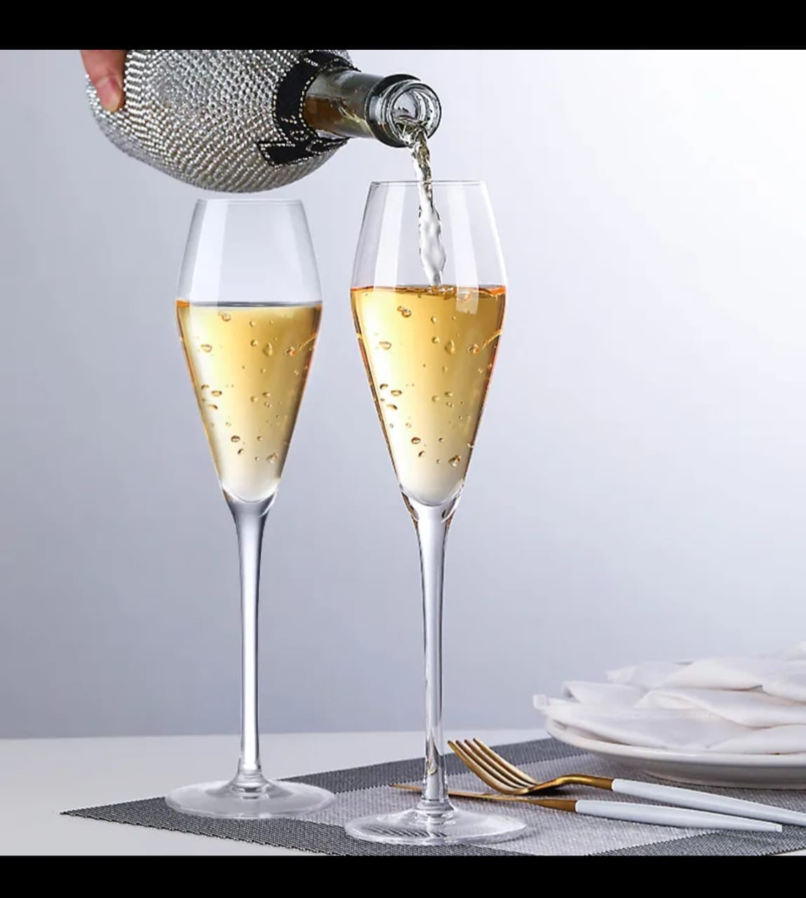 Fine Rim Wine & Champagne Flute Glass - Set of 6 (245 ml)