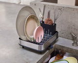 Joseph Joseph Extend Slim Steel dish rack loaded with plates and cutlery, Homelux Kenya
