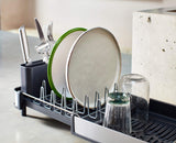 Joseph Joseph Extend Slim Steel dish rack extended with the sliding tray out, Homelux Kenya