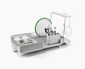 Joseph Joseph Extend Steel Plus expandable dish rack in stone, sold in Kenya by Homelux Kenya
