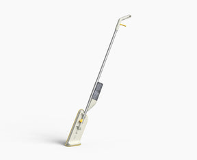 Joseph Joseph CleanTech 2-in-1 spray mop in stone, standing upright.
