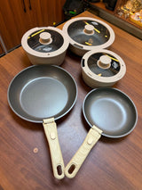 Uakeen Ceramic 10-Piece Cookware Set with Removable Handles