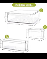 10pc Stackable Fridge Organizer Set – Pull-Out Drawers & Vented Produce Storage Boxes Kenya