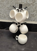 6pc Unique Cappuccino Cups with Bamboo Stand